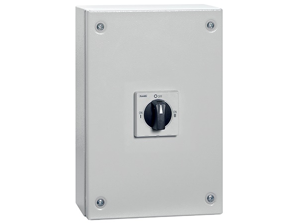 Commutatore linea 3 poli 125A custodia metallica maniglia nera IP65 IEC/EN