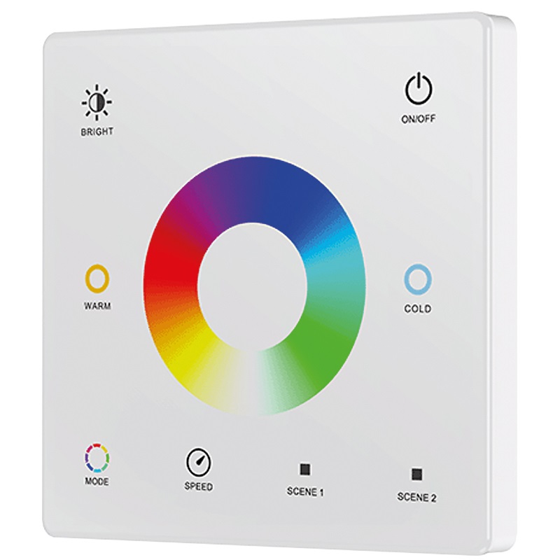 Radiocomando touch panel controllo avanzato illuminazione RGB+CCT per impianti sofisticati