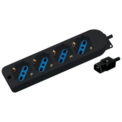 Presa multipla 4 posti spina C14 nera distribuzione sicura energia ambienti professionali e domestici