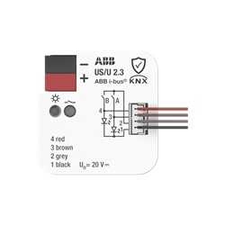 Interfaccia universale US/U 2.3, 2 canali programmabili, integrazione sistemi bus KNX, controllo automazione elettrica