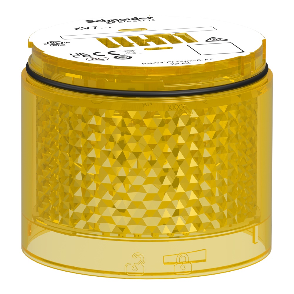 Elemento luminoso LED giallo lampeggiante 24V AC/DC per colonne segnalazione industriale IP66