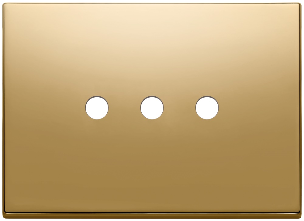Placca 3 moduli metallo oro per comandi tondo impianti elettrici