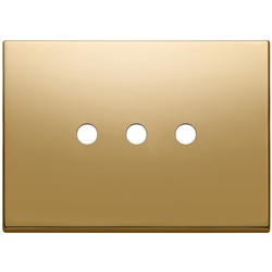 Placca 3 moduli metallo oro per comandi tondo impianti elettrici