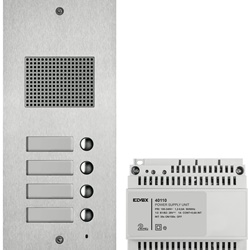 Kit Steely 2F+ audio 4 pulsanti acciaio inox per impianti videocitofonici espandibile Due Fili Plus