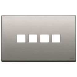 Placca 4 moduli Flat nichel spazzolato metallo per comandi elettrici