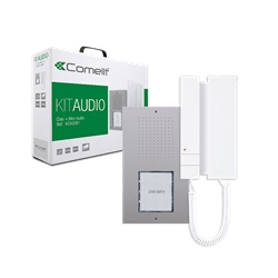 Serie Mini cornetta - Kit audio monofamiliare Simplebus 2, pulsantiera Ciao 1 pulsante + citofono Mini con cornetta, precodificato