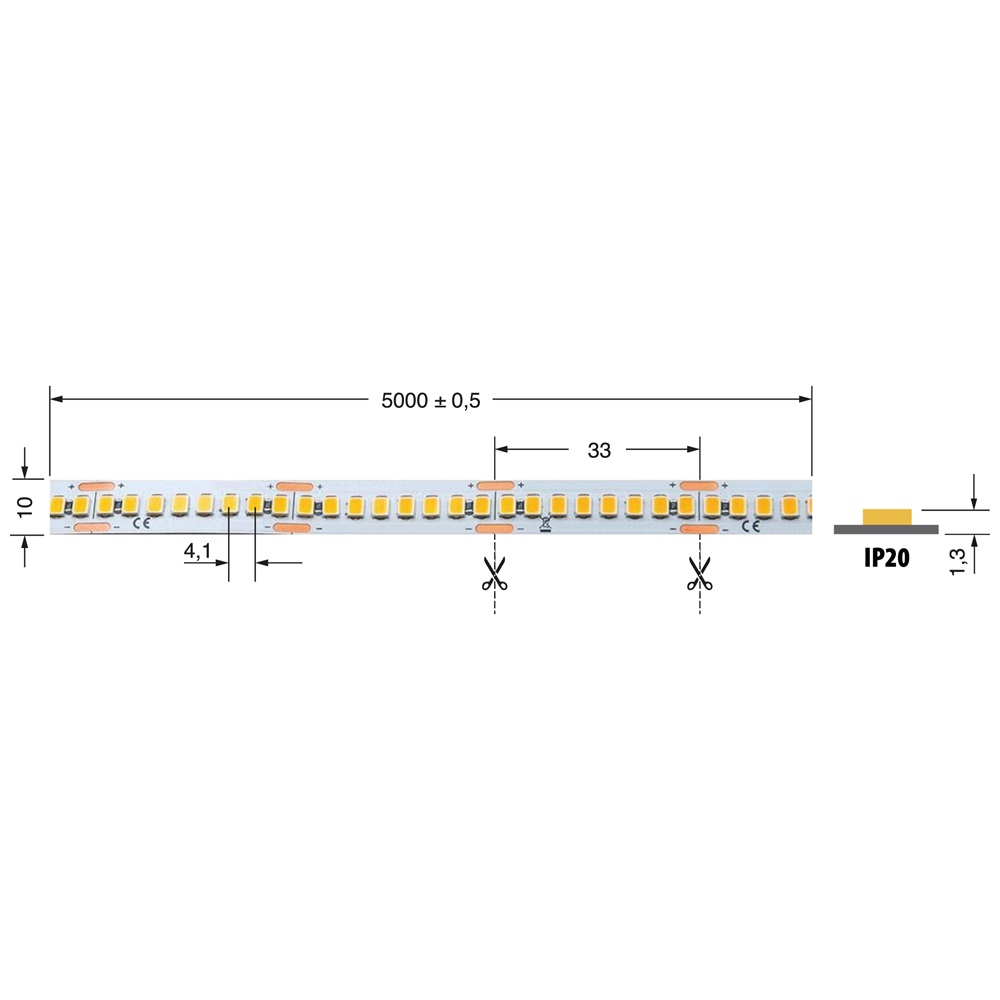 Striscia LED 20W/m 24V DC IP20 illuminazione interna professionale efficiente