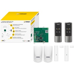 Kit estensione radio By-alarm Plus con interfaccia, rivelatori IR, contatti magnetici e telecomandi per installazione a parete