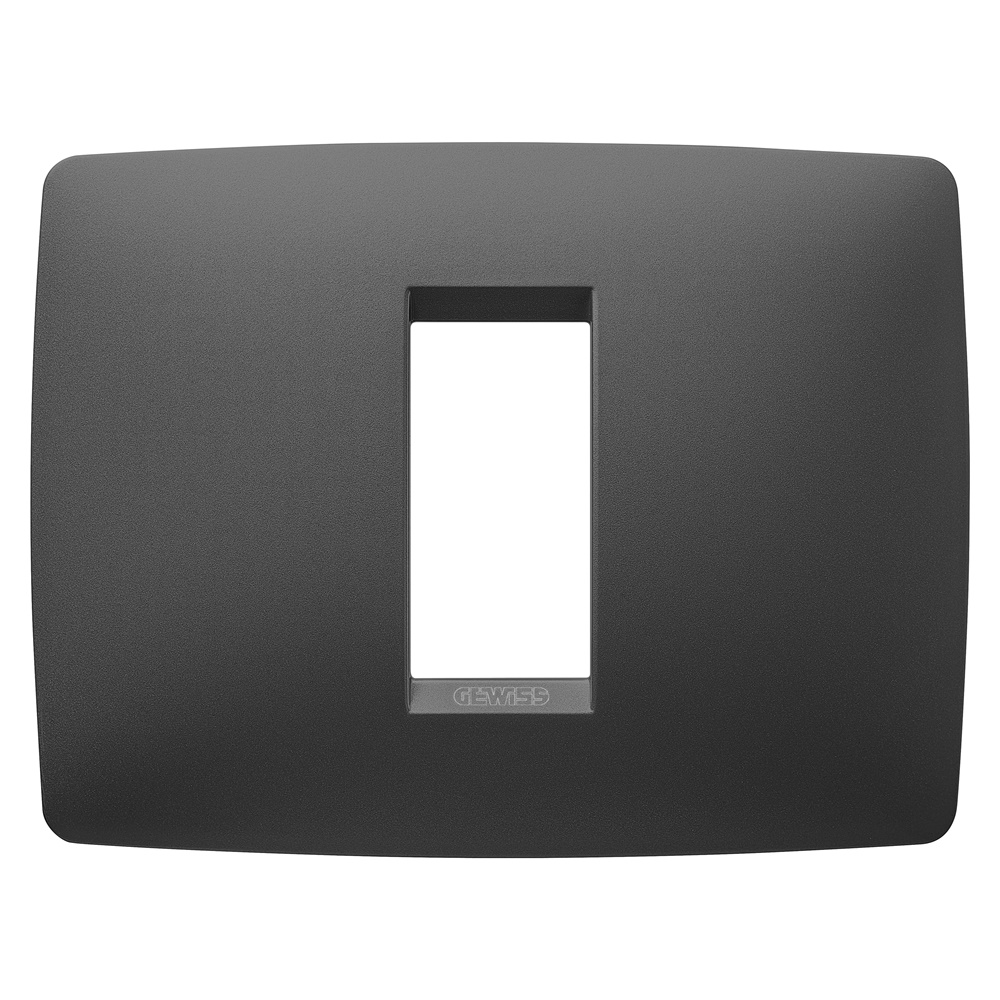 Placca civile ONE 1 modulo nero satinato resistente urti e tempo