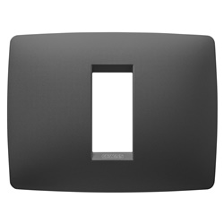 Placca civile ONE 1 modulo nero satinato resistente urti e tempo