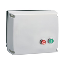 Contenitore avviatore stella-triangolo 16-60A con pulsanti marcia/arresto e guida DIN
