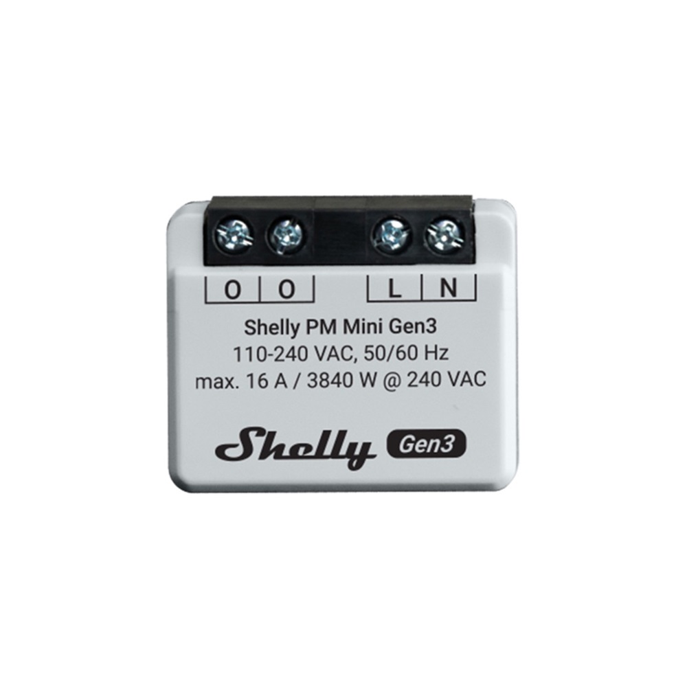 Misuratore potenza WiFi compatto Shelly PM Mini Gen3 per impianti residenziali e commerciali leggeri