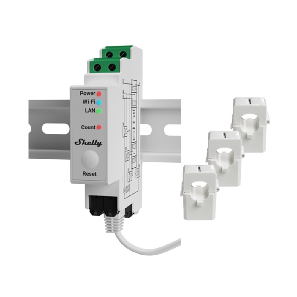 Shelly Pro 3EM 120A dispositivo monitoraggio energia trifase residenziale e industriale
