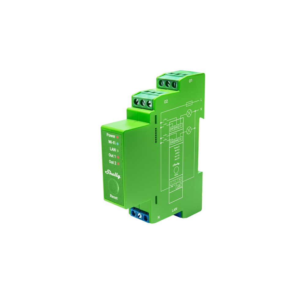 Dimmer WiFi doppio canale 2x200W guida DIN Shelly Pro