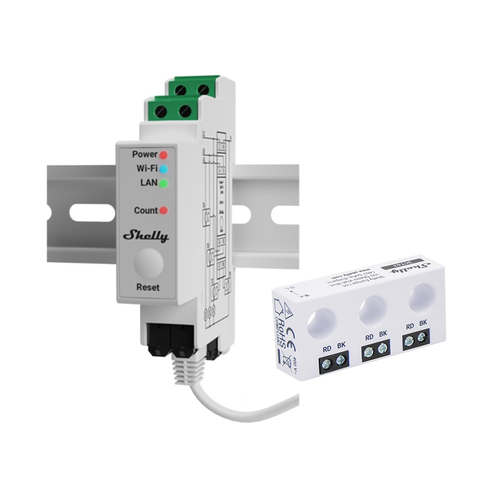 Shelly Pro 3EM CT63 dispositivo monitoraggio consumi energia trifase residenziale/commerciale