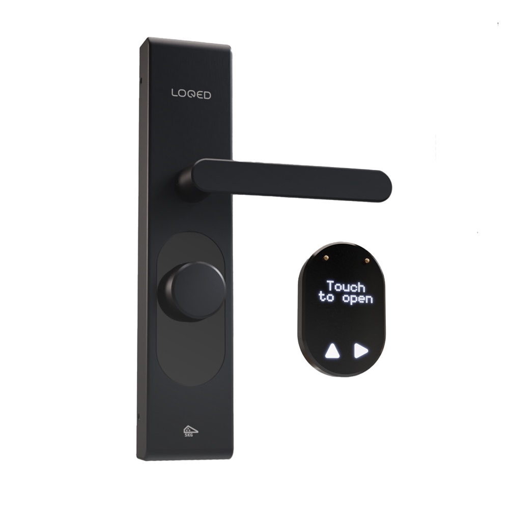 Serratura intelligente touch nera per sicurezza domestica