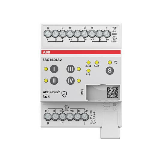 Modulo ingressi binari 10 canali contatto scansione manuale per sistemi KNX guida DIN
