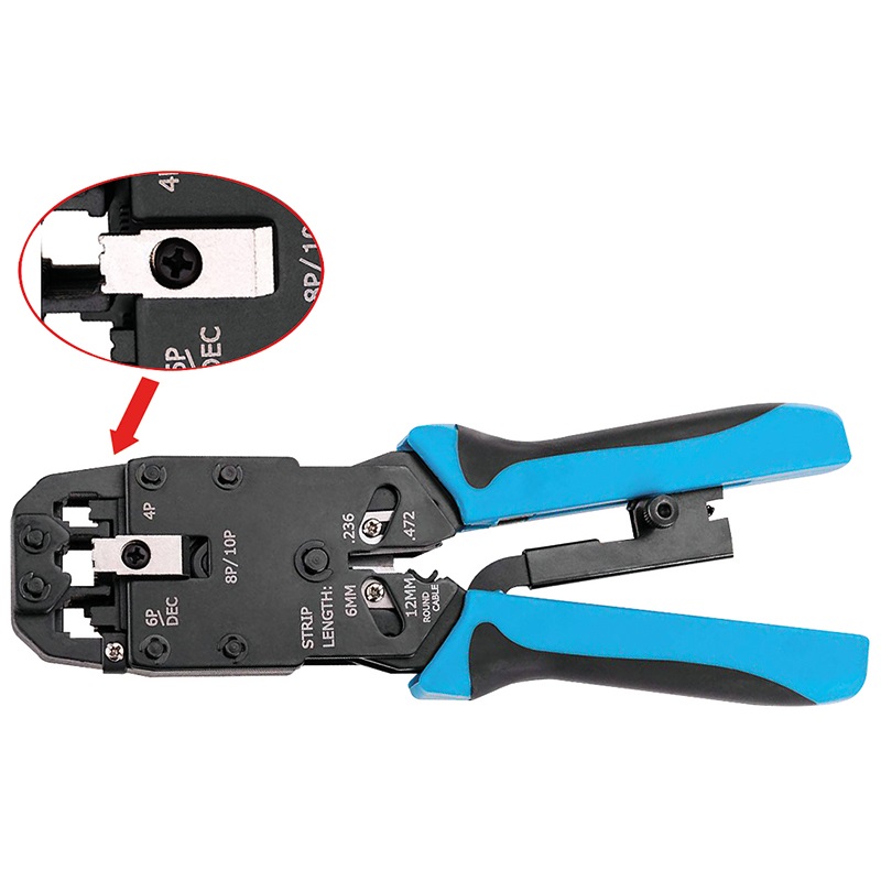 Pinza a crimpare 4-10 poli ergonomica per cablaggio elettrico e telecomunicazioni