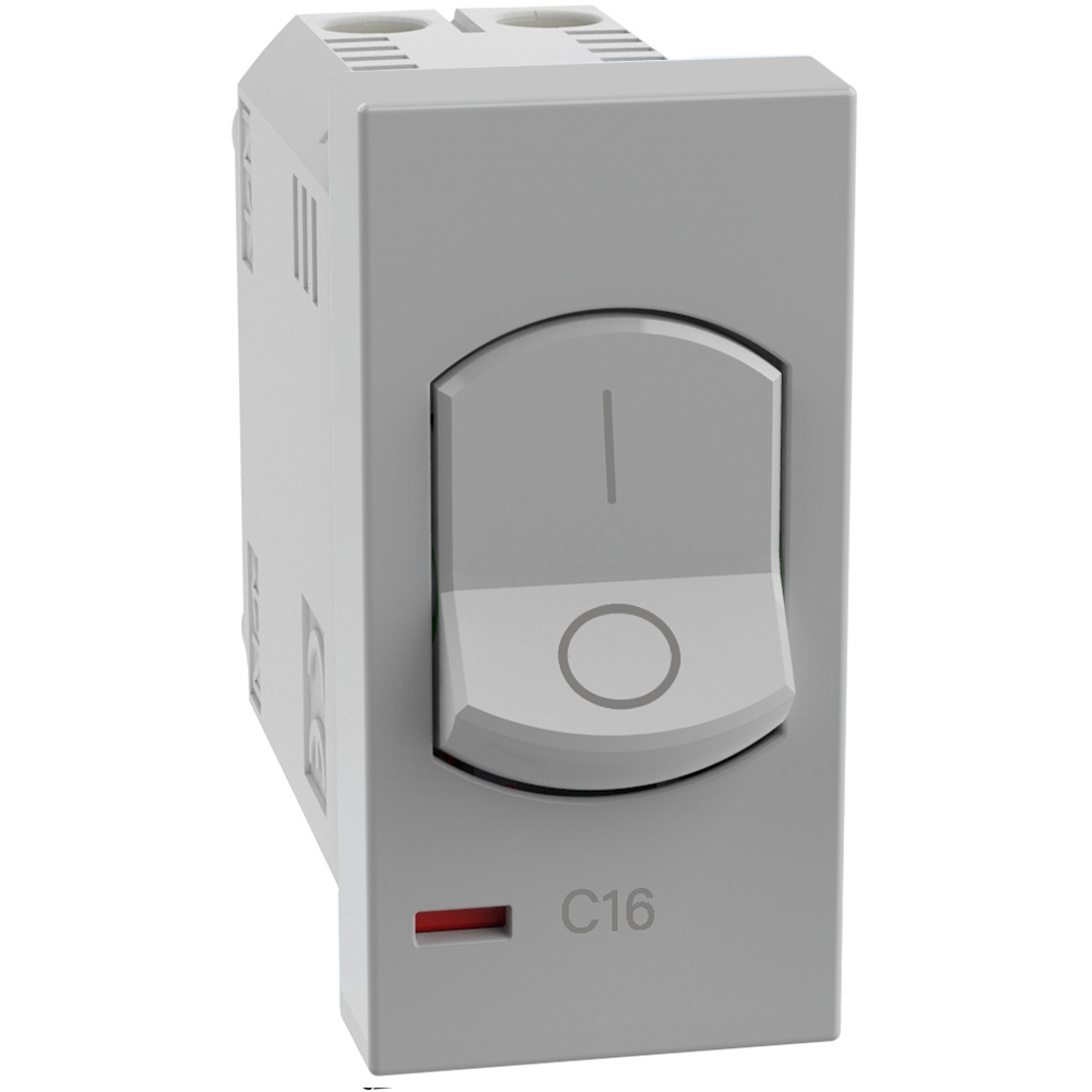 Interruttore magnetotermico 1P+N 16A grigio domestico-industriale