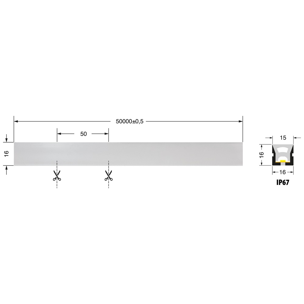 Neon LED 16W/m 24V IP67 CRI90 luce naturale resistente interno esterno