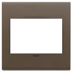 Placca 3 moduli bronzo scuro spazzolato metallo per installazioni elettriche