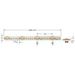 Striscia LED alta efficienza 20W/m 24V IP20 per illuminazione interna