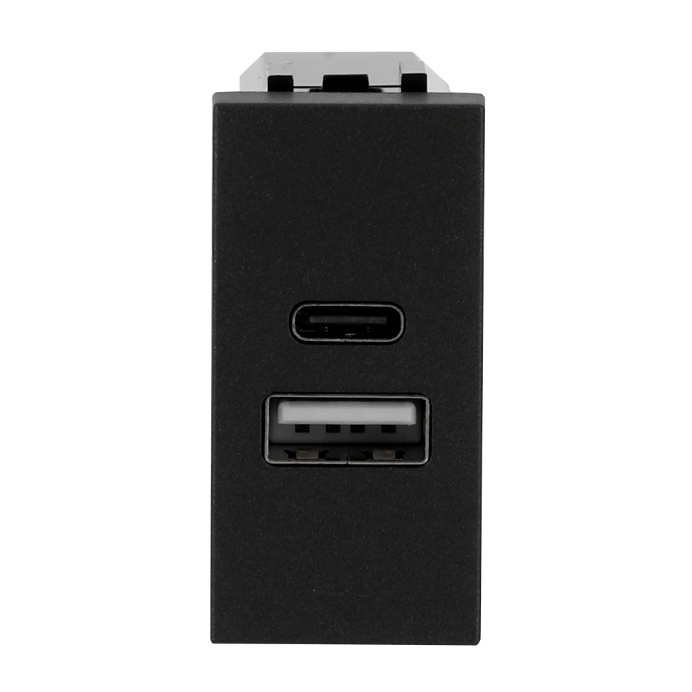 Caricatore USB-A+C 15W compatto doppia porta ricarica smartphone tablet