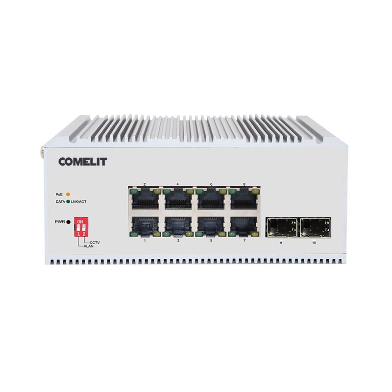 Serie Advance - Switch 8 porte PoE + 2 SFP Gigabit, montaggio DIN