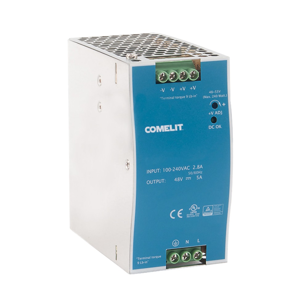 Alimentatore 48VDC 5A montaggio guida DIN, ingresso 110-230VAC, potenza 240W