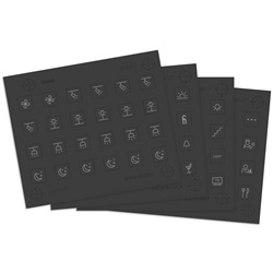 Etichette adesive simboli illuminabili 4 fogli personalizzazione comandi Eikon Tactil grigio