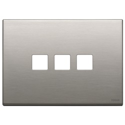 Placca 3 moduli Flat metallo nichel spazzolato per comandi elettrici