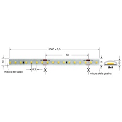 Striscia LED alta potenza 15W/m 24V IP65 bianco neutro per interni ed esterni