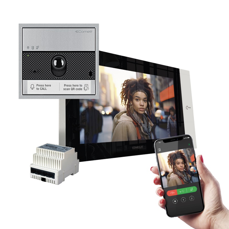 Serie 7 Top - Kit video monofamiliare con posto esterno Ultra, gateway slave e videocitofono 7 Wi-Fi, sistema ViP