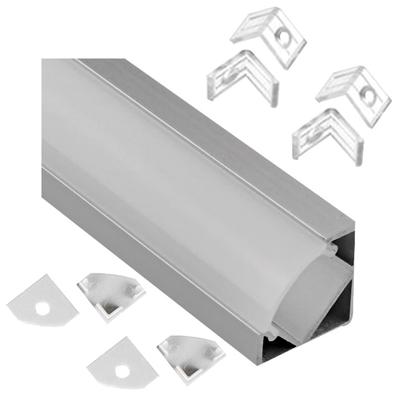 Profilo porta strisce LED LS45 2 metri alluminio con clip e tappi montaggio facile per illuminazione interna