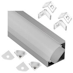 Profilo porta strisce LED LS45 2 metri alluminio con clip e tappi montaggio facile per illuminazione interna