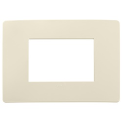 Placca Plana Up 3 moduli tecnopolimero avorio matt installazione rapida design moderno resistente graffi