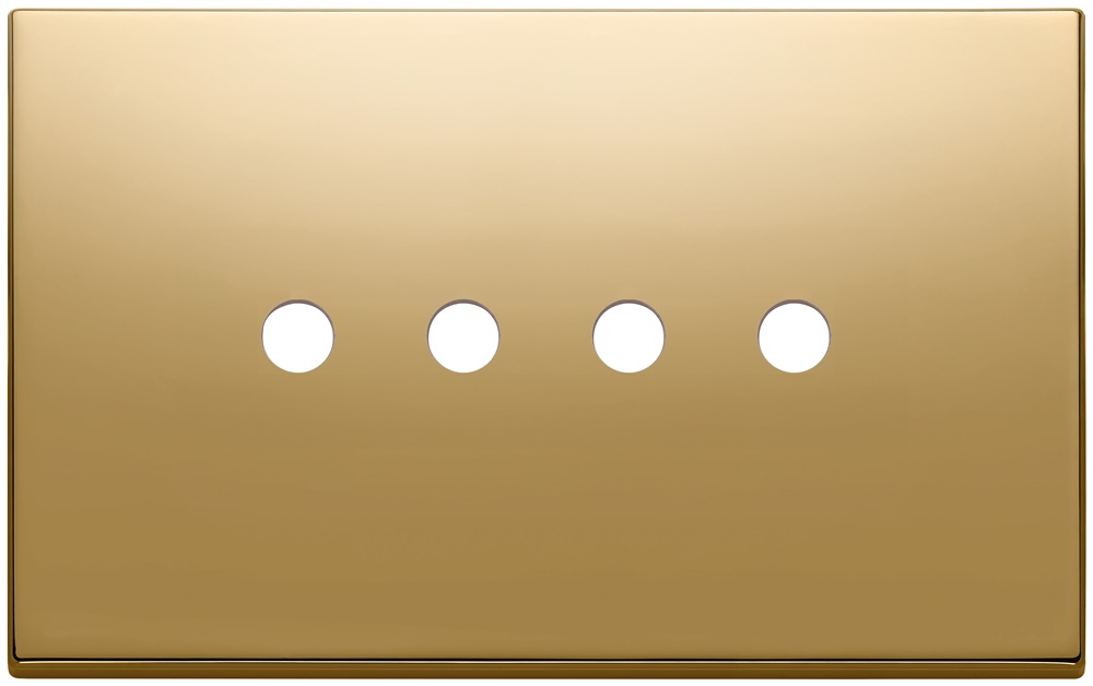 Placca 4 moduli metallo oro per comandi elettrici Tondo