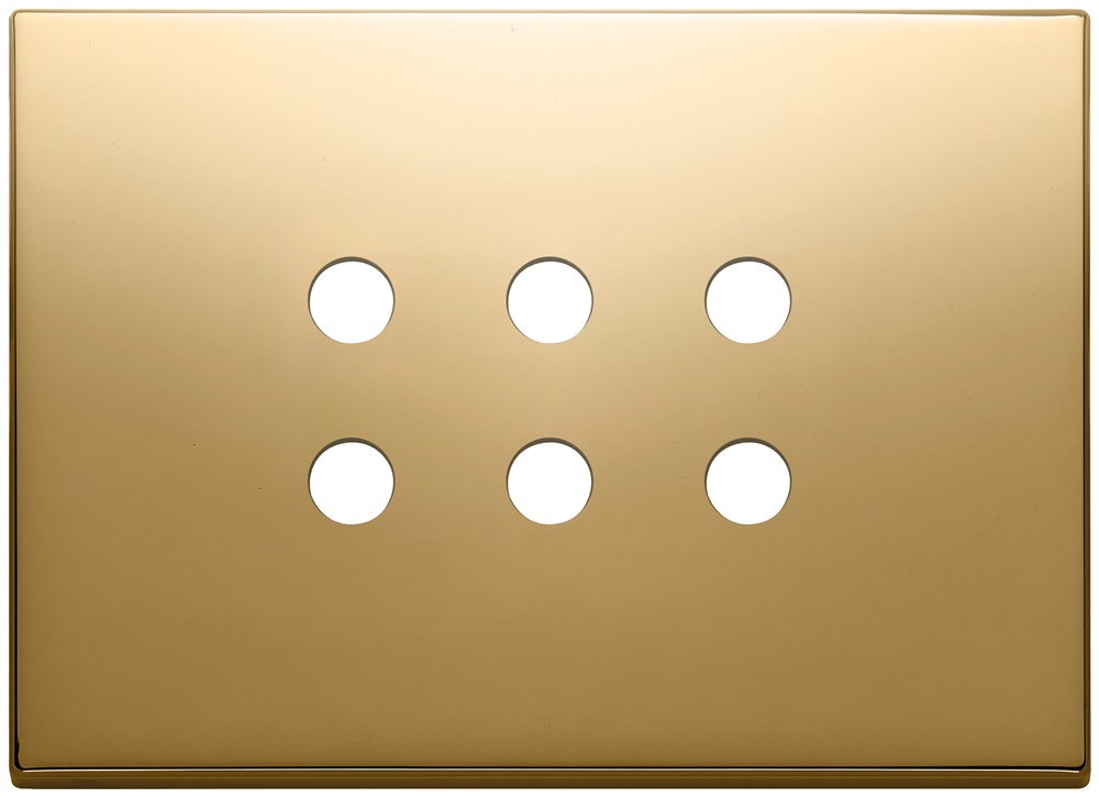 Placca metallo oro 3 moduli 6 comandi tondo domotica KNX
