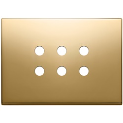 Placca metallo oro 3 moduli 6 comandi tondo domotica KNX