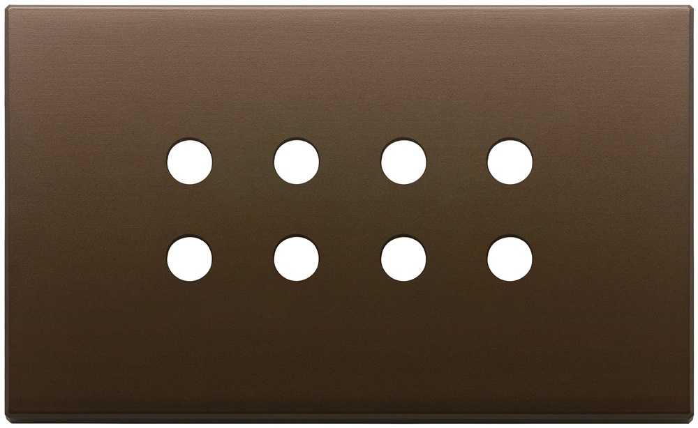 Placca 4 moduli 8 comandi Tondo bronzo scuro spazzolato metallo domotica KNX