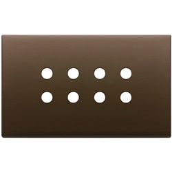 Placca 4 moduli 8 comandi Tondo bronzo scuro spazzolato metallo domotica KNX