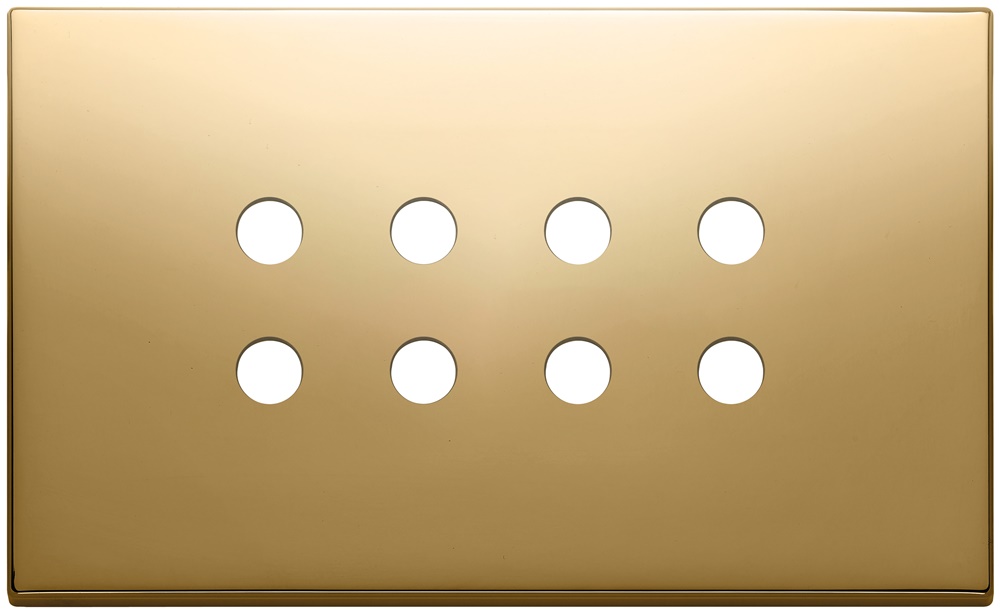 Placca 4 moduli 8 comandi tondo metallo oro domotica KNX