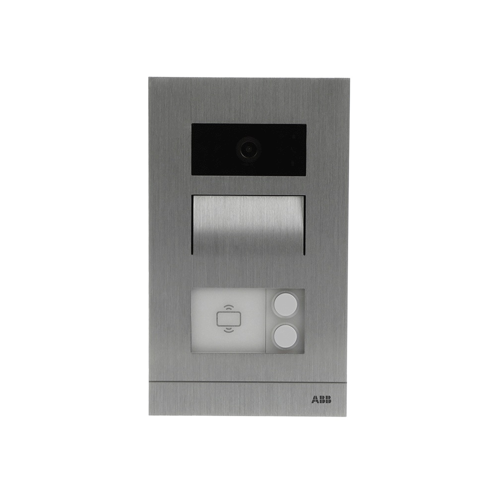 Mini videocitofono esterno 2 pulsanti con lettore RFID incasso alluminio 105mm
