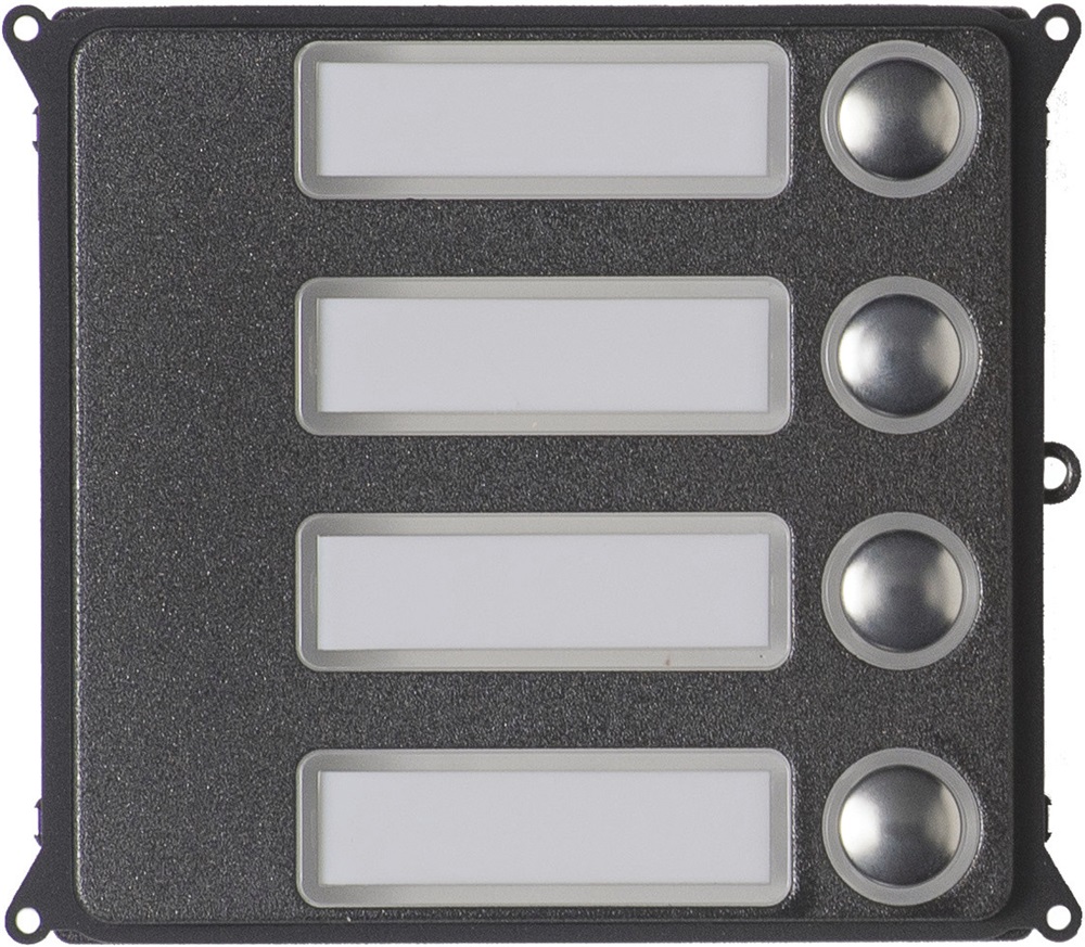 Pannello frontale 4 pulsanti con supporto policarbonato etichette 42x10 mm per controllo moduli chiamate elettriche robusto IK09