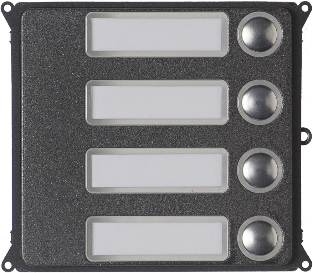 Pannello frontale 4 pulsanti con supporto policarbonato etichette 42x10 mm per controllo moduli chiamate elettriche robusto IK09