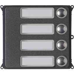 Pannello frontale 4 pulsanti con supporto policarbonato etichette 42x10 mm per controllo moduli chiamate elettriche robusto IK09
