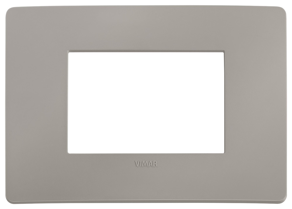 Placca piatta da incasso 3 moduli grigio cemento per impianti elettrici a parete