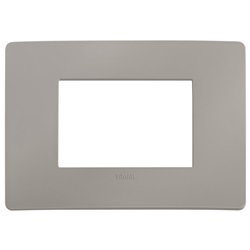 Placca piatta da incasso 3 moduli grigio cemento per impianti elettrici a parete
