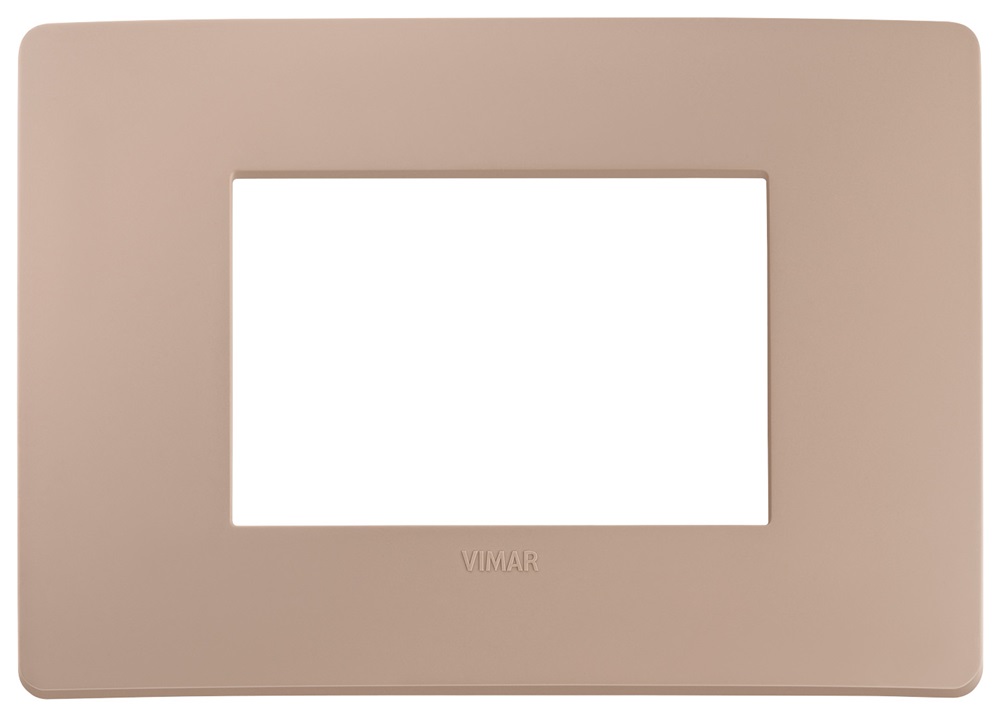 Placca piatta da incasso 3 moduli finitura opaca terracotta per impianti elettrici a parete