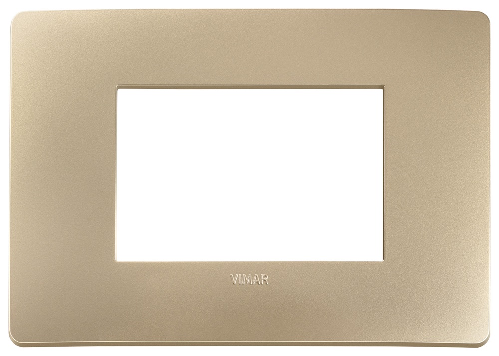 Placca piatta da incasso 3 moduli finitura champagne per impianti elettrici